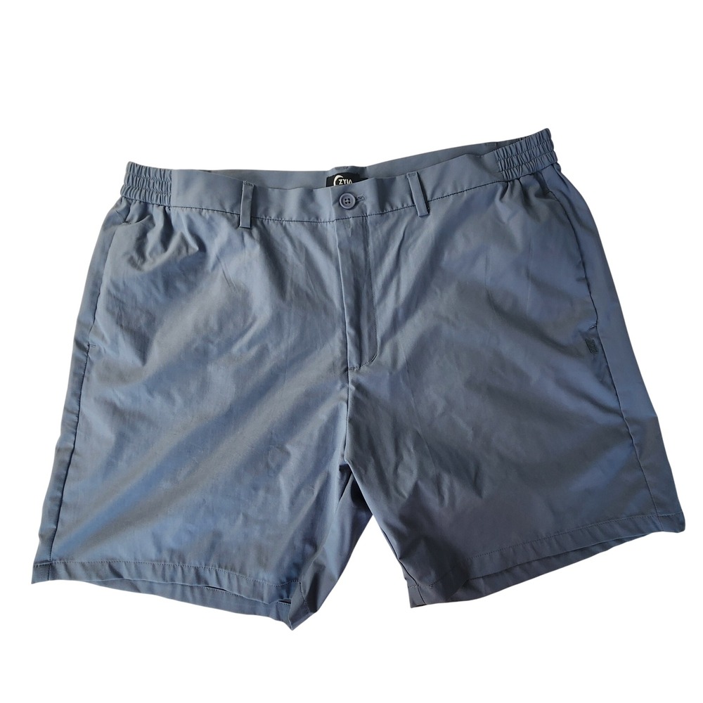 Zyia Active Mens Golf Shorts Blue Gray 37W/8L Performance Athletic Stretch EUC